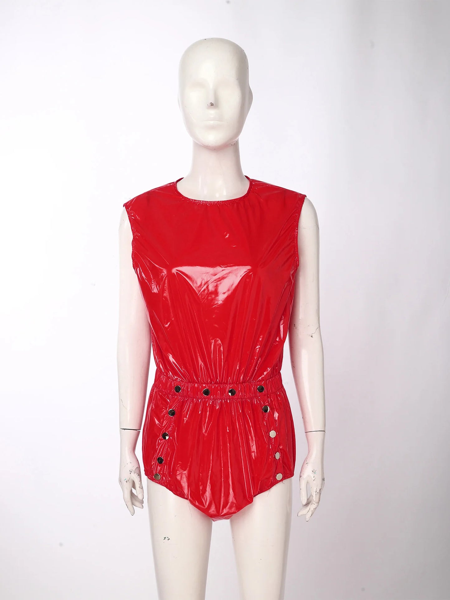 Womens Waterproof Rompers Adaptive Nightwear Glossy Sleeveless Buttons Crotch Bodysuit Sports Swimwear Special Needs Clothing