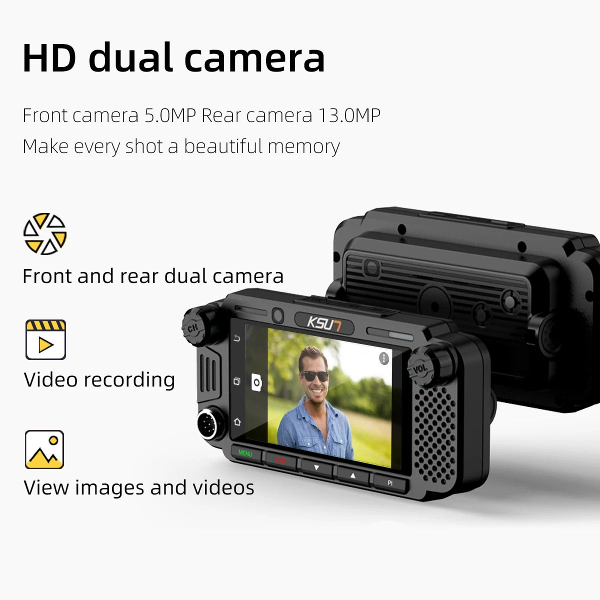 KSUN ZL58 Visual Vehicle Station Dual Cameras Touch-screen 4G POC Walkie Talkie NFC Car Radio Compatible with ZELLO APP