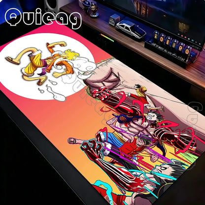 One Piece Extended Desk Mat Luffy Keyboard Mousepad Gaming Mouse Pad With Stitched Edge Non-Slip Carpet for Office Home Computer