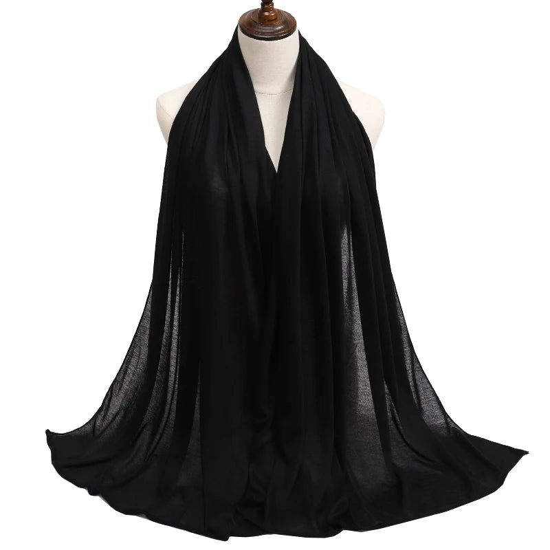 Womens Muslim Ramadan Fashion Modal Cotton Jersey Hijab Womens High Quality Solid Color Soft Hijab Long African Scarf