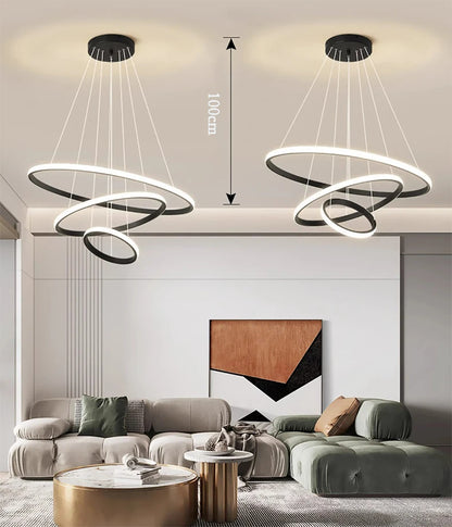 Nordic Simple Circles LED Chandelier 3 Rings Lights for Dining Bar Living Room Pendant Lamp Loft Home Decoration