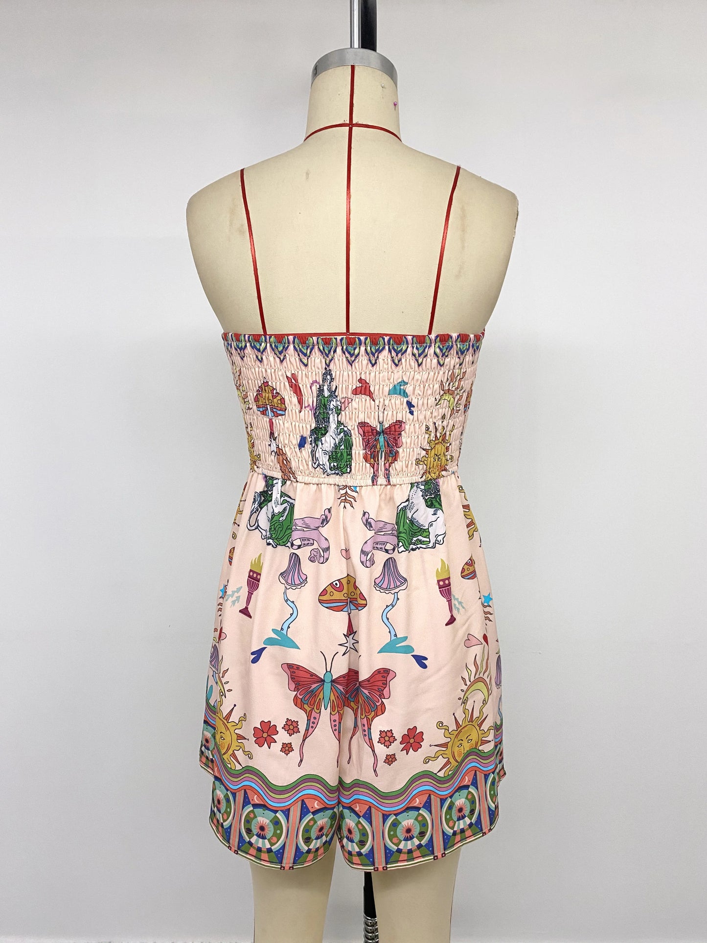 2026 Summer Sleeveless V-Neck Short Pants, Style Flower-embroidered One-shoulder Wrap Top and Bottom Set