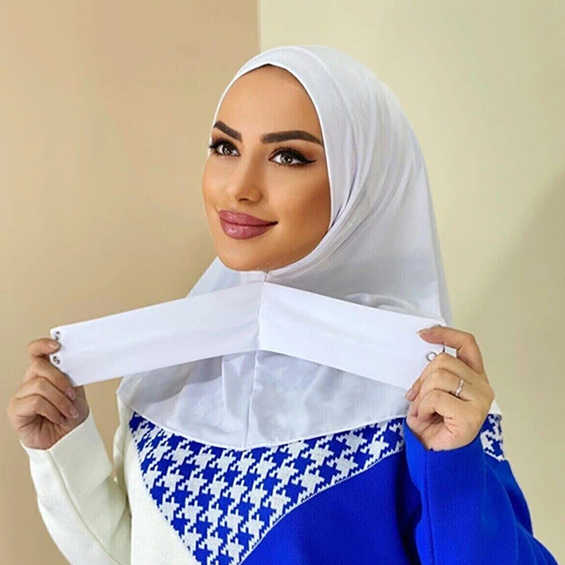Ready To Go Full Cover Inner Instant Hijab for Ladies Girls Women With Tie Back Buttons Premium Quality Jersey Scarf