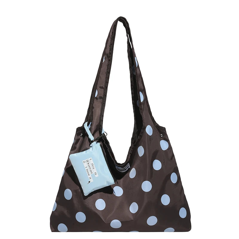 New Large Capacity Tote Handbag Polka Dot Shoulder Bag Fashion Top-Handle Bags Vintage Hobo Bucket Bag Commuting Underarm Pouch