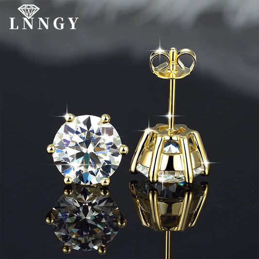 Lnngy 0.5ct-3ct D-Color Moissanite Stud Earring 14k Gold Filled Lab Created Imitation Diamond Earrings For Women Gilrs Jewelry