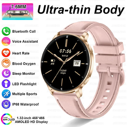 2026 New 1.32" AMOLED Smartwatch Man 466*466 Resolution Bluetooth Call LED Flashlight Fitness Tracker Smart Watch For Men Women