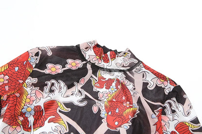 Weird Puss Backless Playsuit Women See Through Shorts Sleeve Peach Buttocks Summer Trend Aesthetic Print Midnight Club Romper