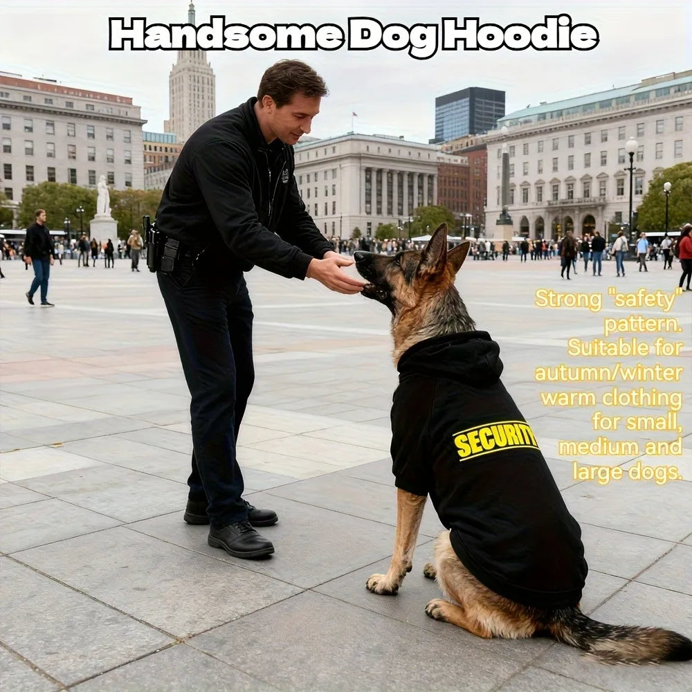 Security Printed Handsome Dog Hoodie Warm Pet Sportswear Medium and Large Dogs Outdoor Safety Pet Clothing  Dog Clothing
