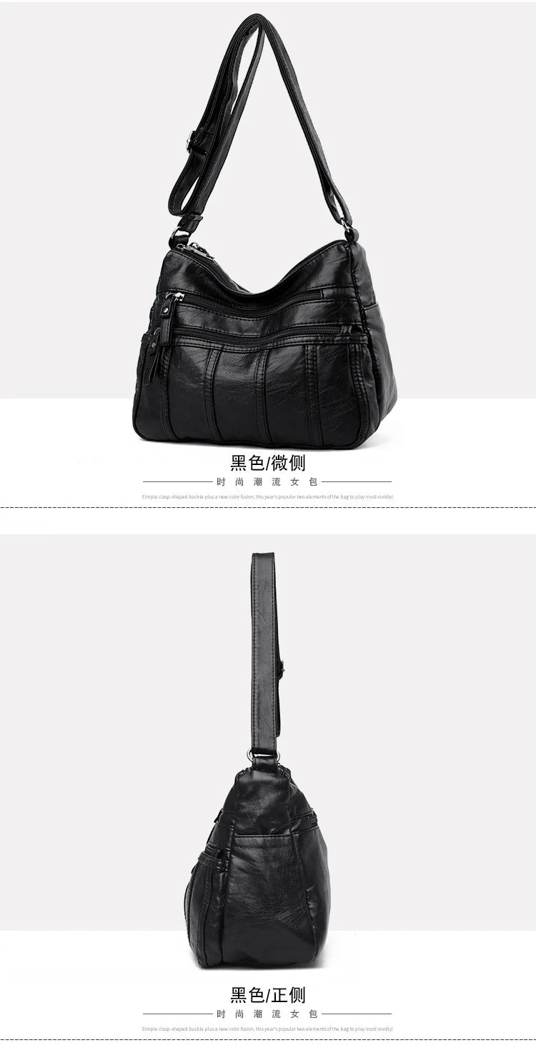Fashion Soft Leather Crossbody Bags for Women 2026 Casual Female Multi Pocket Messenger Bags Retro Handbags Ladies Shoulder Bags