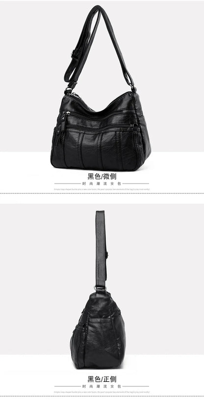 Fashion Soft Leather Crossbody Bags for Women 2026 Casual Female Multi Pocket Messenger Bags Retro Handbags Ladies Shoulder Bags