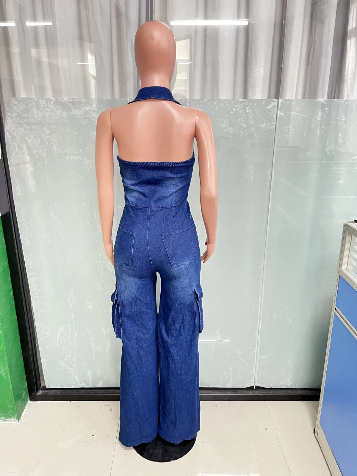 Jumpsuits Women Demin Overalls Sexy One Piece Long Pants High Waist Mom Jeans Halter Streetwear Rompers Summer Y2k Streetwear