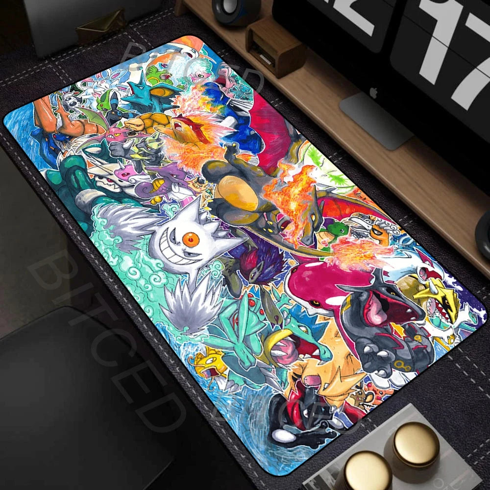 Art Anime Mouse Pad Colorful Gamer Cabinet Mousepad P-pokemon Keyboard Rug Laptop Gaming Rubber Non-slip Pc Accessories Desk Mat