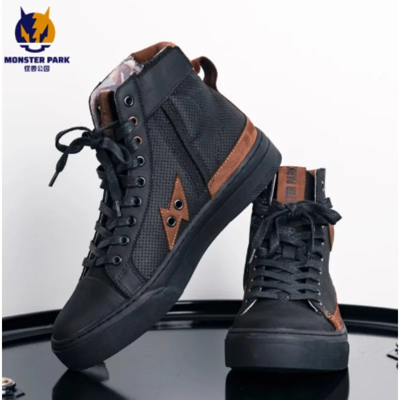 Motorcycle Boots Microfiber Off-road Motocross Shoes Anti-slip Biker Boots for Men Women Causal Motorboats Motorcycle Sneakers
