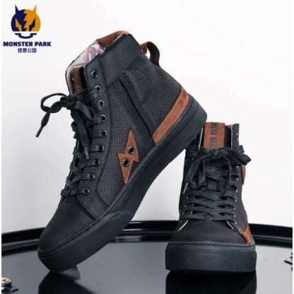 Motorcycle Boots Microfiber Off-road Motocross Shoes Anti-slip Biker Boots for Men Women Causal Motorboats Motorcycle Sneakers
