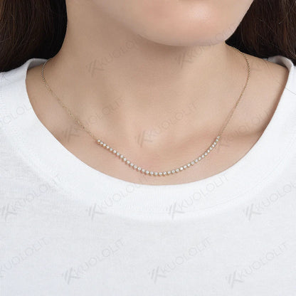 Kuololit 0.9CTW Moissanite DVS1 Necklaces for Women Men Solid 585 14K 10K 925 Sliver Yellow Gold Round for Anniversary Christmas