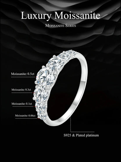 Bamoer Moissanite Ring Heart Setting D Color VVS1 EX Lab Diamond Ring 925 Sterling Silver for Women Engagement Wedding Jewelry