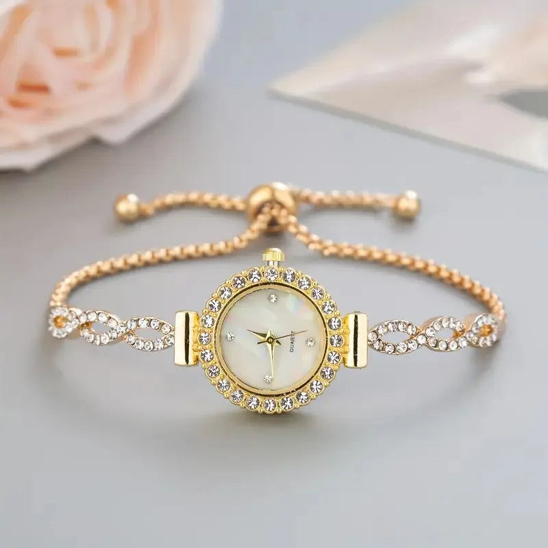 1 piece of women's luxury rhinestone quartz watch, paired with a durable zinc alloy strap