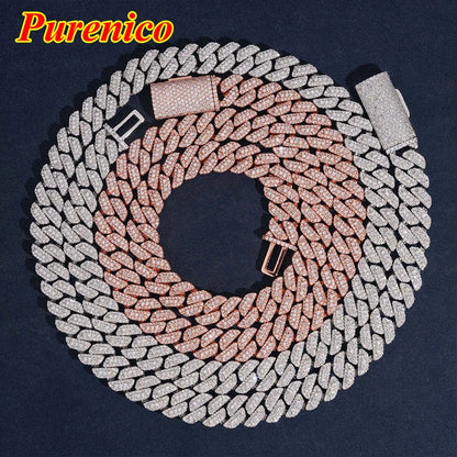 10mm Cuban Chain  HipHop Moissanite Necklace For Men Original S925 Sterling Silver Fine Micro Pave Moissanite Diamond Necklace