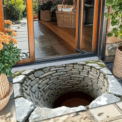 VIKAMA Non-Slip Doormat 3D Optical Illusion Stone Pattern, Entrance Mat Waterproof Rug for Hallway Living Room Porch Home Decor