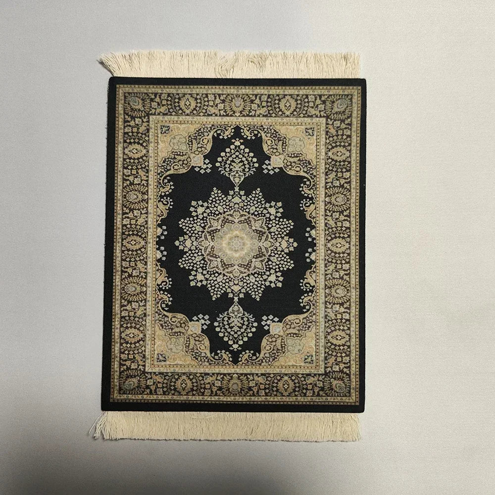 Woven flower Persian carpet small coaster wholesale merchants cheap mouse pad desk mat retro style rubber non-slip computer mats