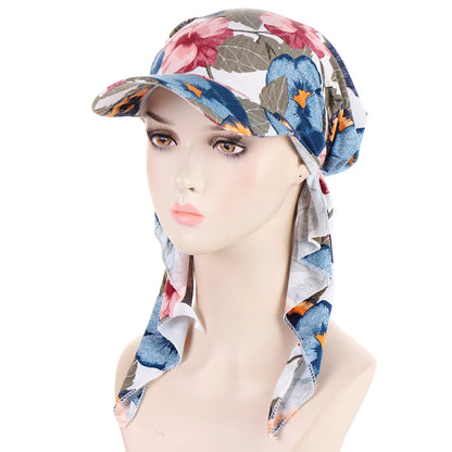 Trendy Print Muslim Hijab Caps With Brim Women Baseball Cap Wrap Head Ramadan Ladies Fashion Headwear Turban Bonnet