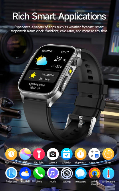 2026 New Health Smart Watch Laser Therapy Reduce Three Highs Blood Oxygen Pressure Uric Acid Blood Lipid ECG Smartwatch For Man