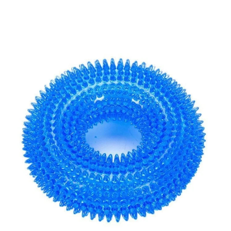 Spiky Ring Tire Dog Chew Toy Squeaky Sound Durable TPR Material Pet Teeth Grinding Cleaner Interactive Molar Toy for Dogs