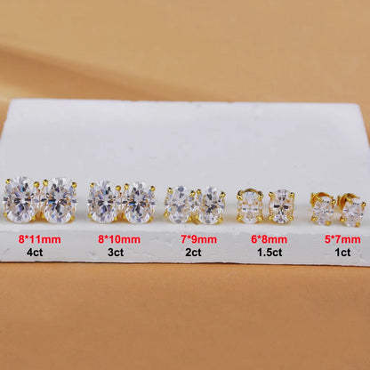 0.5-5ct Oval Cut Moissanite Stud Earring for Women D Color Sparkling Diamond 925 Sterling Silver Ear Studs Party Jewelry Gifts