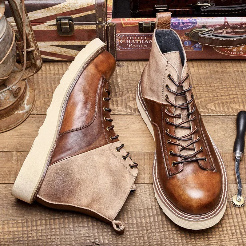 New Vintage British Men Shoes High Quality Japanese Outdoor Cow Leather Boots Spring Autumn Ankle Boots Men Motorcycle Boots
