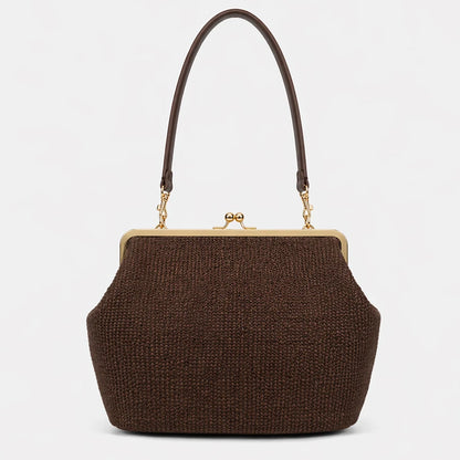 Fashion Large Striped Clip Shell Shoulder Bag for Women Designer PP Straw Handbags Luxury Casual Summer Beach Woven Clutch Bags