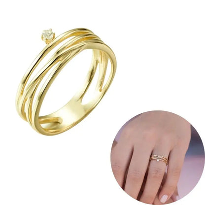 24K Gold Plated Colorful Crystal Gold Rings Turquoise Engagement Wedding Anniversary Ring Light Luxury Fashion Jewelry Gifts A40