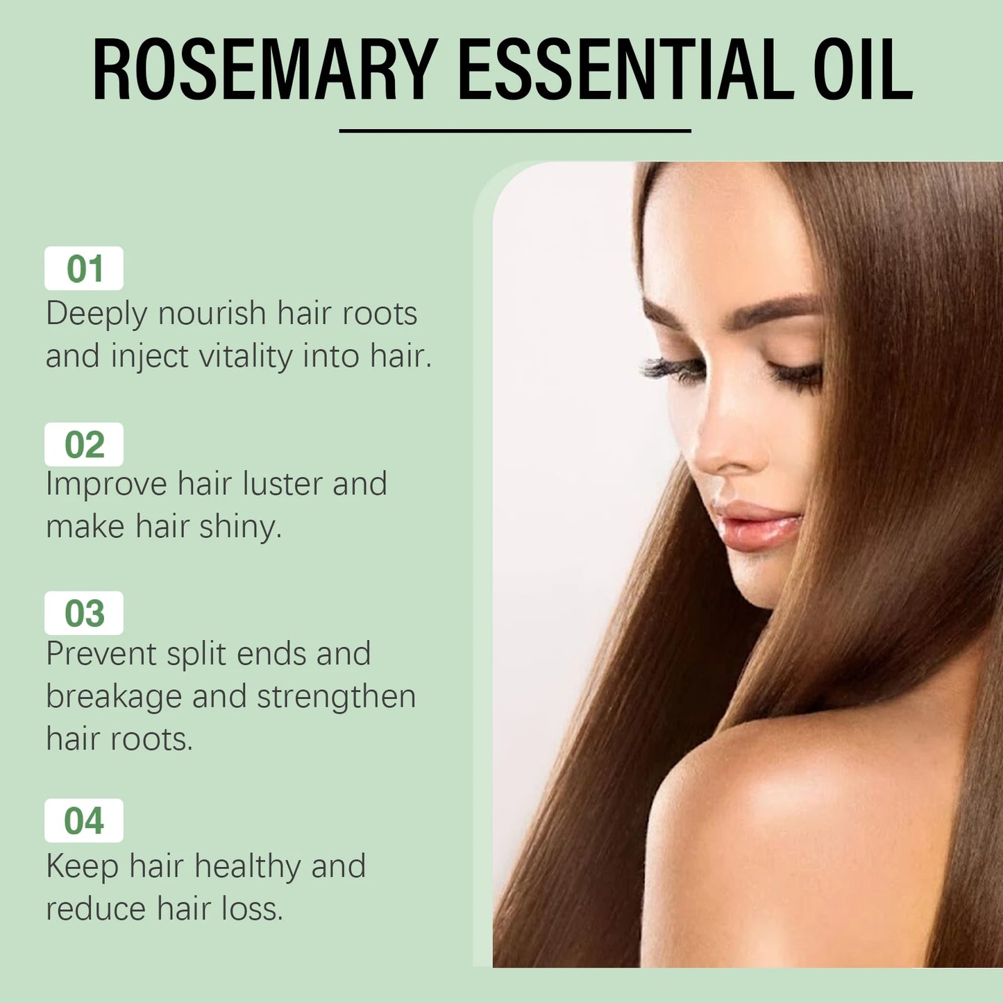 Rosemary Hair Oil Essential Oil Strengthening Nourishing Smoothing Brightrning Moisturizing Silky Shine Non Greasy 60ml