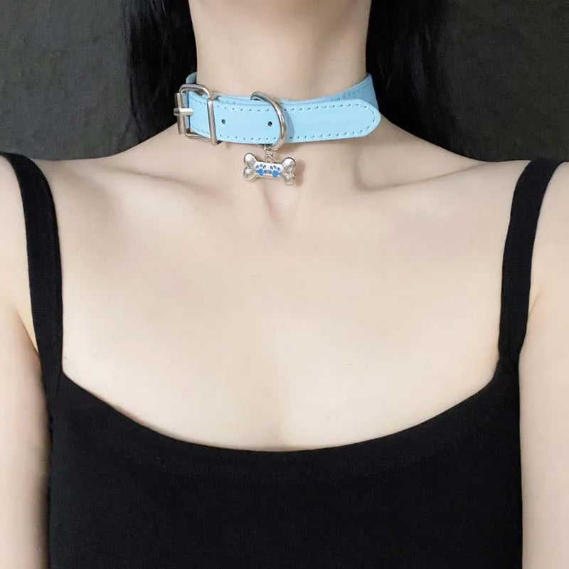 Trendy Punk Dog Claw Bone Choker Necklaces for Women Girls Sweet Cool Black Pu Leather Charms Necklaces Y2K Party Jewelry Gifts