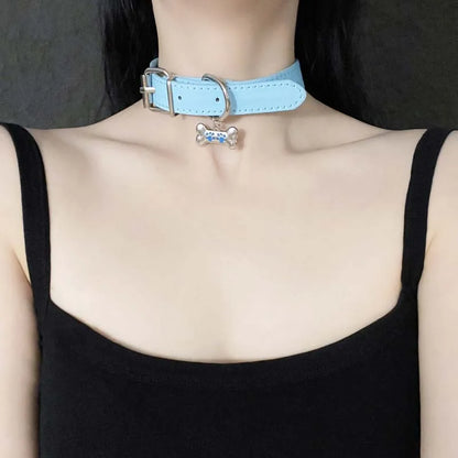 Trendy Punk Dog Claw Bone Choker Necklaces for Women Girls Sweet Cool Black Pu Leather Charms Necklaces Y2K Party Jewelry Gifts