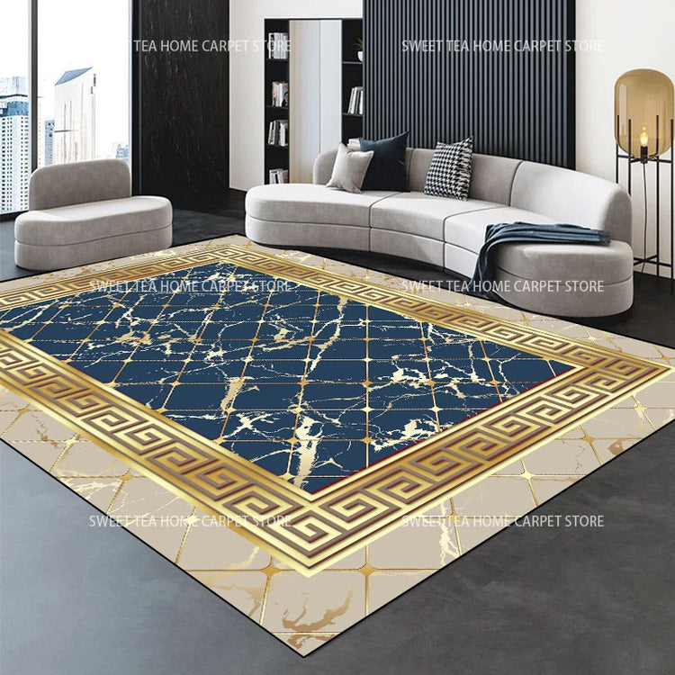 Modern Golden Luxury Carpet Large Living Room Decoration Home Rugs Non-slip Bedroom Mat Customizable Coffee Table Lounge Rugs
