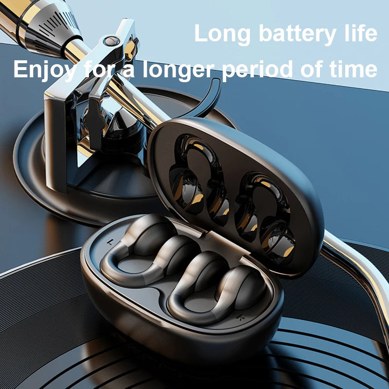 New Bluetooth Earphones Mirror-Style Digital Display Soft Silicone Ear Clip Wireless Headphone HD Noise Reduction Sports Headset