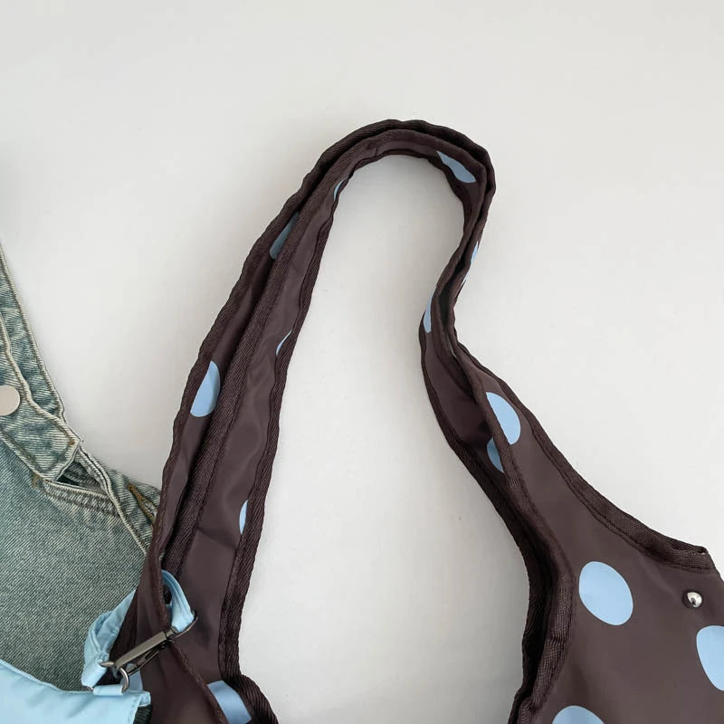 New Large Capacity Tote Handbag Polka Dot Shoulder Bag Fashion Top-Handle Bags Vintage Hobo Bucket Bag Commuting Underarm Pouch