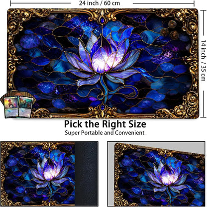 Colored Glass Style Black Lotus Design Magic Party Play Mat Durable Rubber for MTG&TCG Games 35X60cm Mouse Pad Offices Desk Mats
