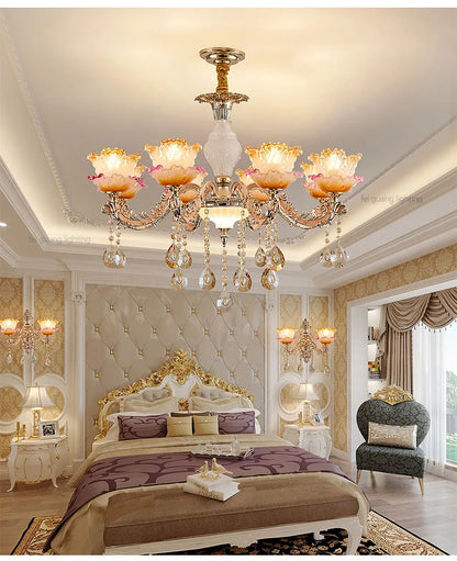 New Bedroom Chandelier  European Luxurious Atmospheric Lighting Fixture Home Living Room Dining Room Light Luxury Crystal Lamps