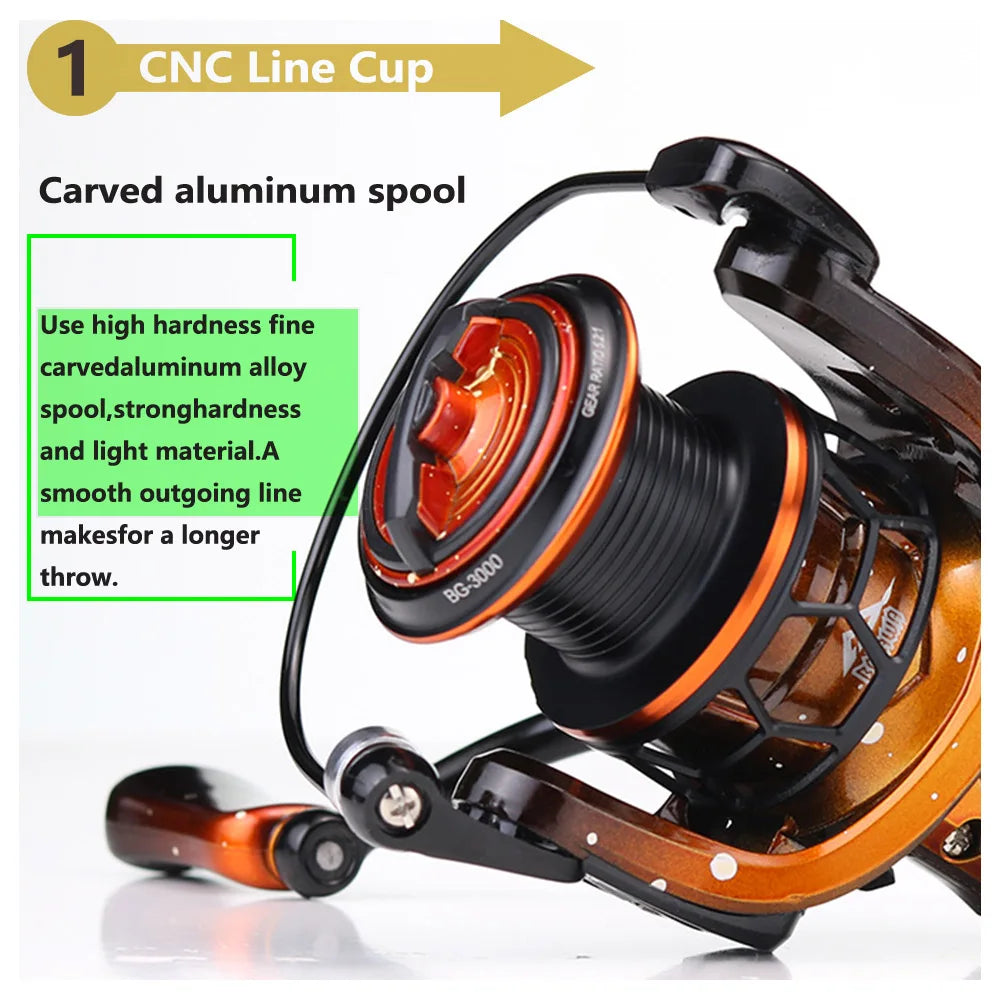 JOSBY Spinning Fishing Reel 1000 2000 3000 Series Metal line Cup Pesca 5.2:1 Gear Ratio Wheel Carp Freshwater Seawater Tackle