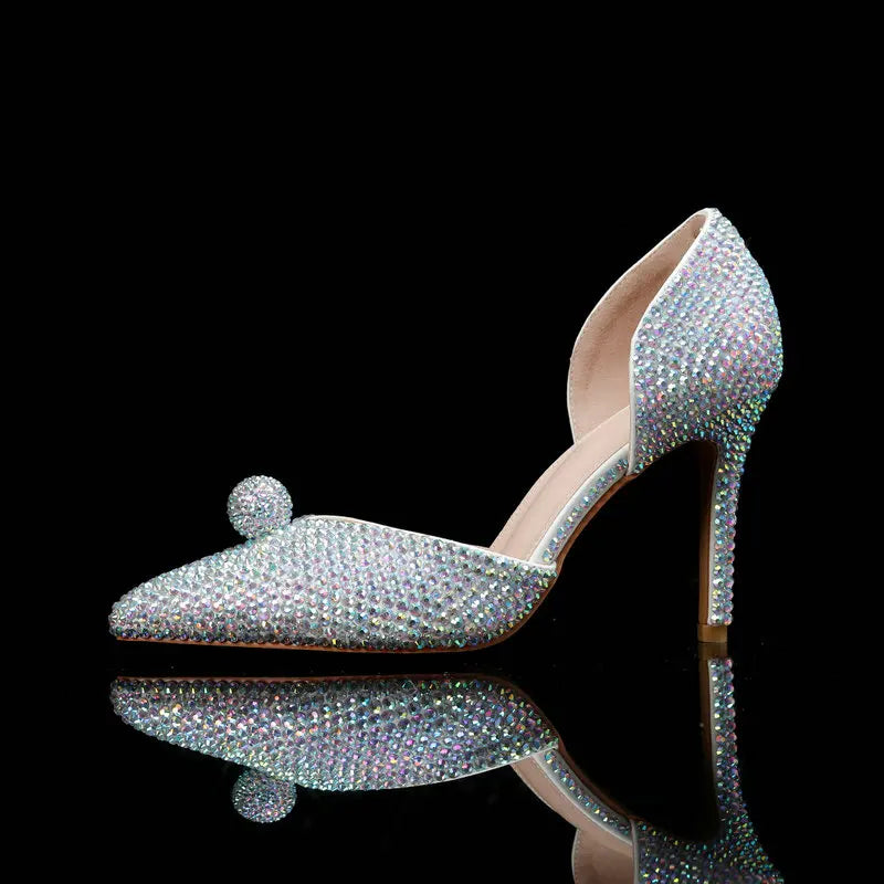 Ins Fashion Runway Show Luxury High Heel Color Hot Diamond Gradient Women'S Shoes Sandal Blingbling Wedding Shoes Dinner Pumps