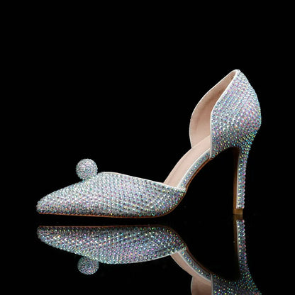 Ins Fashion Runway Show Luxury High Heel Color Hot Diamond Gradient Women'S Shoes Sandal Blingbling Wedding Shoes Dinner Pumps