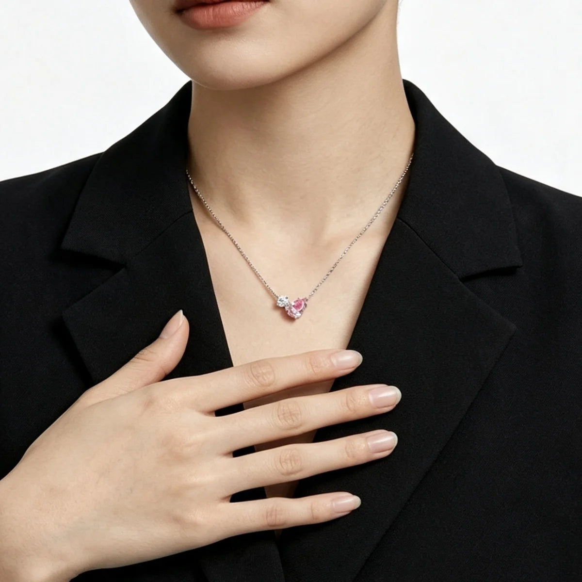 GXTRS 3CT Pink Pear Cut Moissanite Pendant Necklaces For Women S925 Silver 2 Stones Lab Diamond Wedding Neck Chains Fine Jewelry