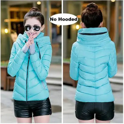Winter Jacket for Women Tops Womens Parkas Thicken Outerwear Solid Coats Short Female Slim Cotton Padded Basic Clothing