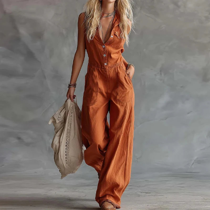 New White Patchwork Sleeveless Casual Jumpsuits Women Summer Buttons V Neck Fashion Playsuits 2026 Elegant Chic Ladies Bodysuits