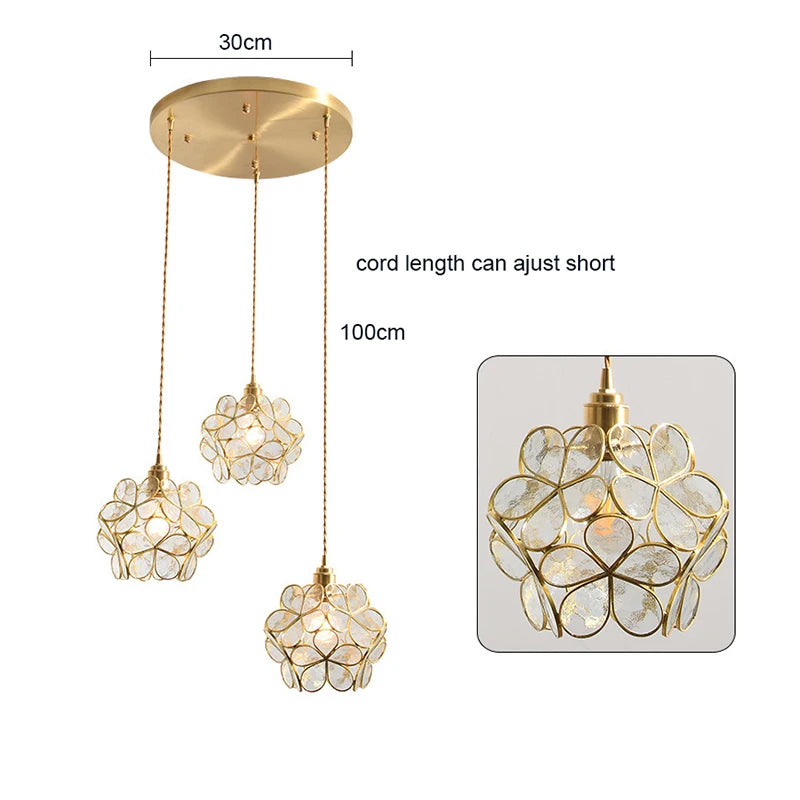 Modern Glass Pendant Lights for Restaurant Cafe Decoration Hanging Lamp Ceiling Chandeliers Nordic Flower Lighting Hotel Decor