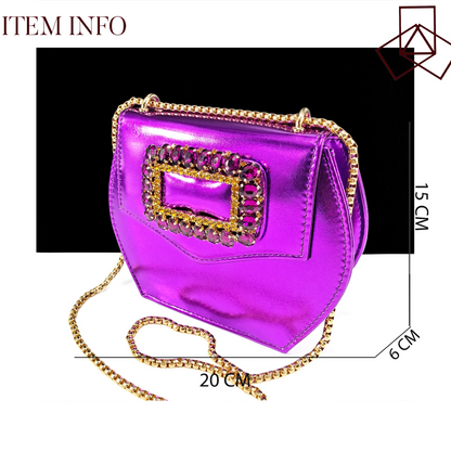 New Arrival Mature Style Purple Color Party Wedding Pointed Toe High Heel Women Shoes and Bag Set Decorated With Rhinestoe