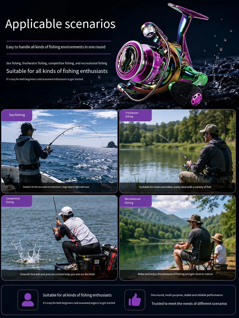 Spinning Fishing Reel 10KG Max Drag Ultra Smooth Professional Fishing Reel 5.2:1 Gear Ratio CNC Metal Spool Fishing Reels Wheel