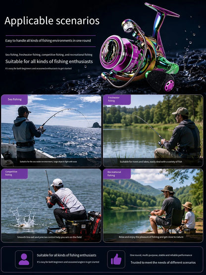 Spinning Fishing Reel 10KG Max Drag Ultra Smooth Professional Fishing Reel 5.2:1 Gear Ratio CNC Metal Spool Fishing Reels Wheel