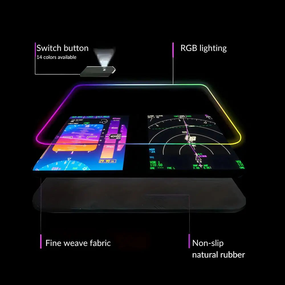 RGB Desk Mat Aviation Theme Mouse Pad Large Rubber Anti-slip Aircraft Dashboard HYBXAXC Office and Gamr Keyboard Mats Decor Mat